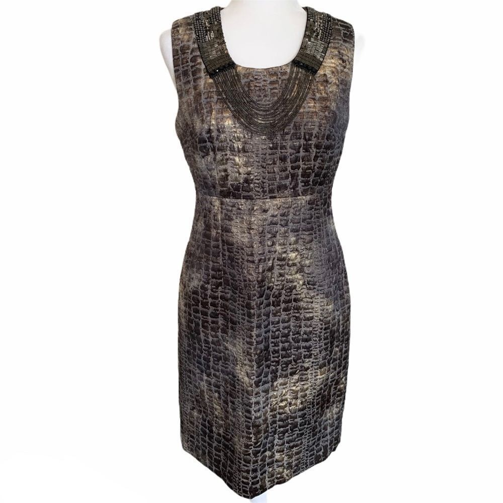 Rickie Freeman for Teri Jon Metallic Formal Cocktail Dress 6